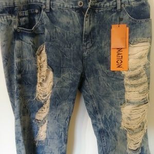 Men's distressed denim shorts